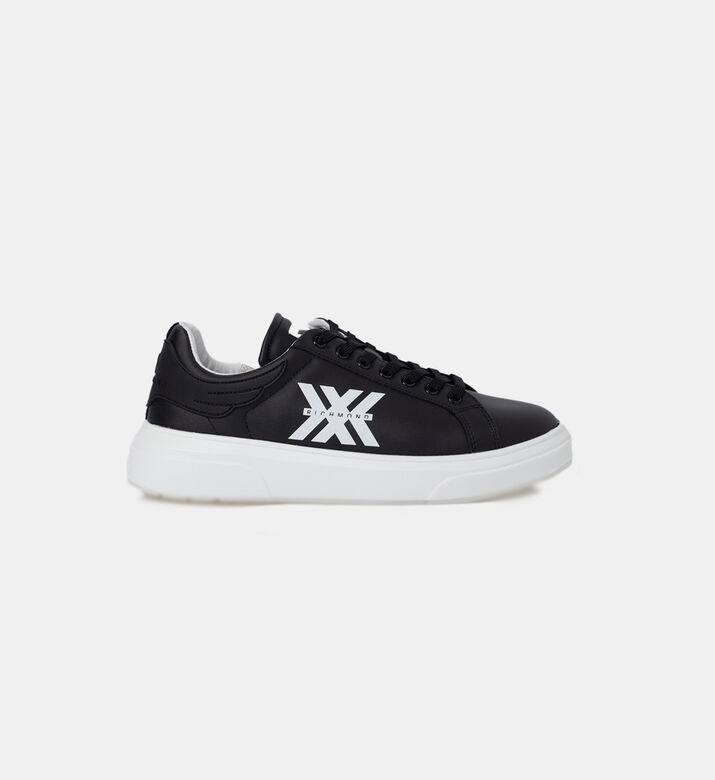 Lace-up Logo Printed Leather Sneakers