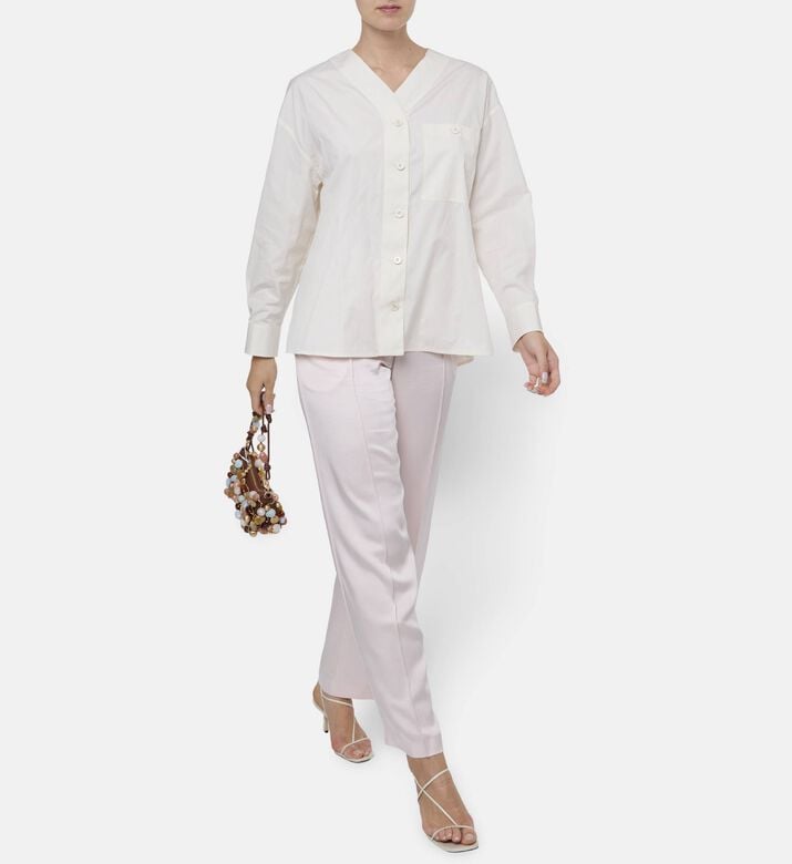 Jil Sander Collarless V-neck Utility Shirt, Model View