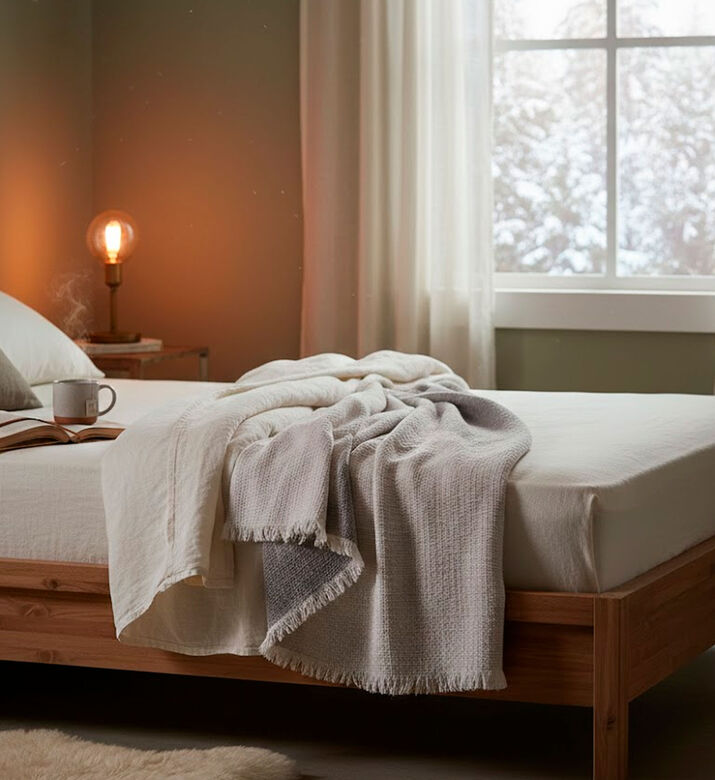 Home Deco and More Carpi Wool Cotton Blend Throw, Taupe, Packshot View