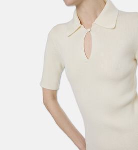 Jil Sander Merino Wool Rib Knit Polo Dress, Model View