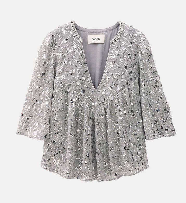 Sequin-embellishment V-neck Blouse