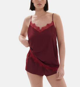 Satin Lace-trim Pajama Top Satin Lace-trim Pajama Top