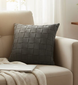Home Deco and More Bristol Woven Handmade Cushion, Grey, 45x45x45-cm, Packshot View