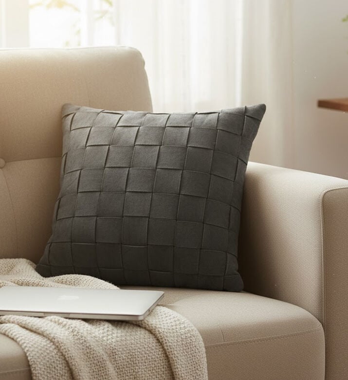 Home Deco and More Bristol Woven Handmade Cushion, Grey, 45x45x45-cm, Packshot View Home Deco and More Bristol Woven Handmade Cushion, Grey, 45x45x45-cm, Packshot View