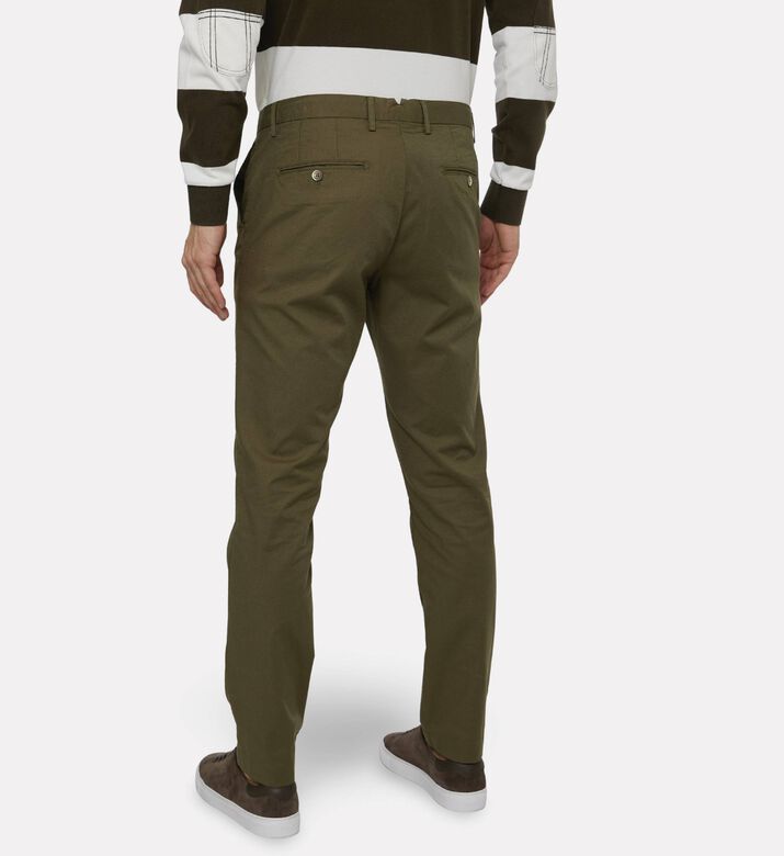 Hackett London Pleated Button Closure Chino Pants, Green, 36, Model View