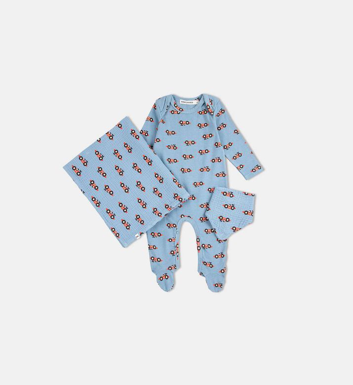 Bobo Choses Tractor-print Footie Romper Bib Blanket Set, Packshot View