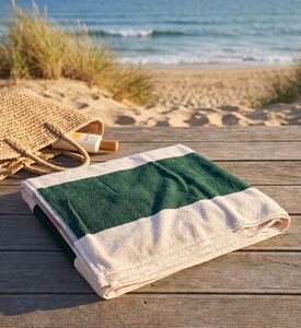 Suite702 Organic Terry Sunny Yellow Beach Towel, Blue, Model View