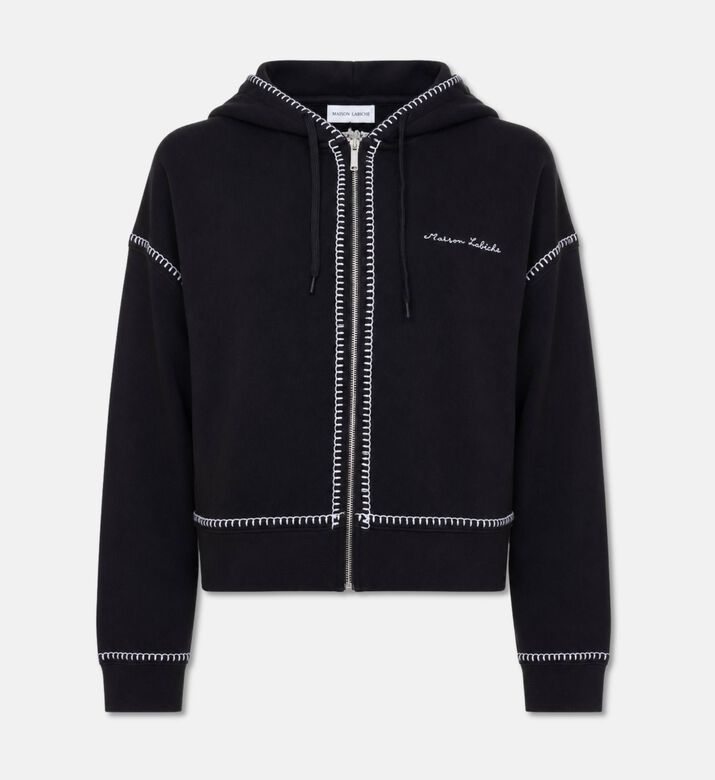 Maison Labiche Contrast Stitch Zip Hoodie, Packshot View