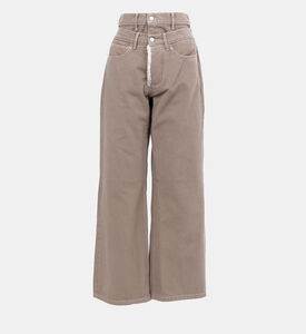 Double Waist Fur Pocket Baggy Denim Jeans