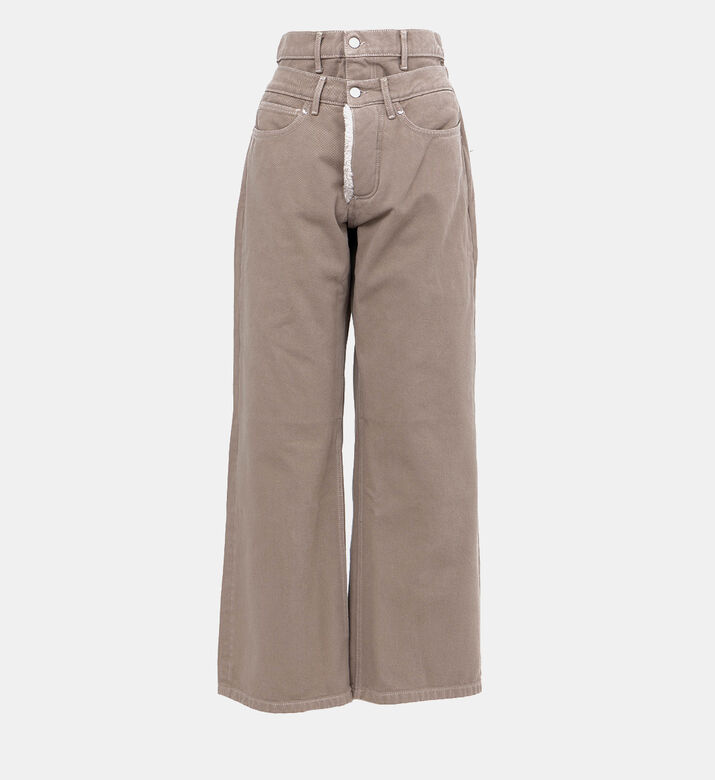 Double Waist Fur Pocket Baggy Denim Jeans