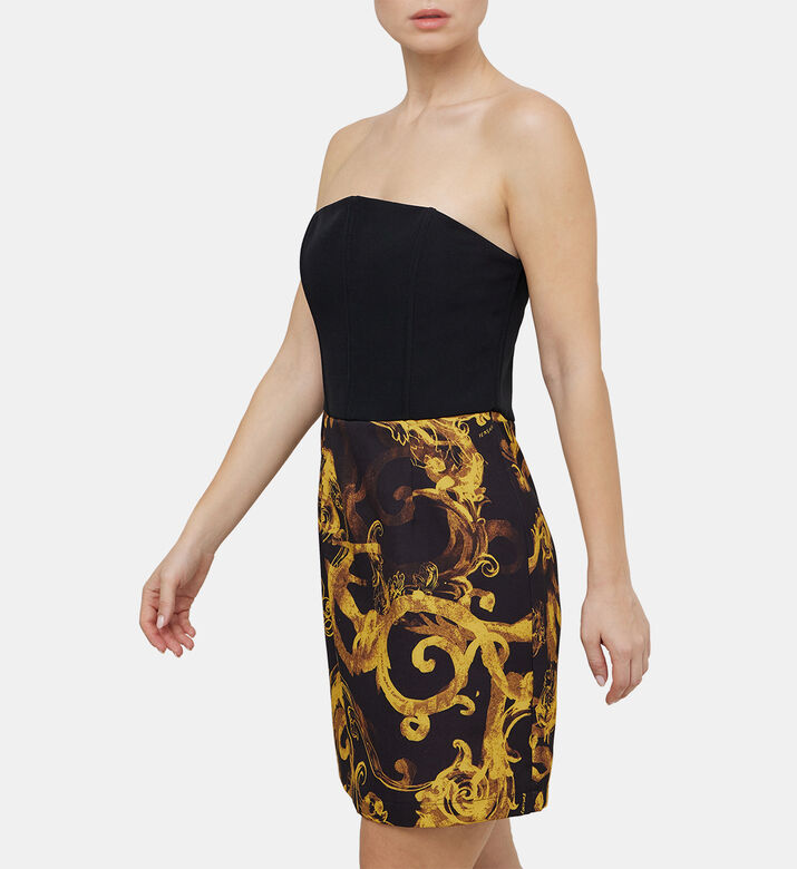 فستان كورسيه بطبعة باروكية بلون متباين