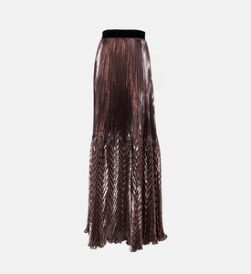 Blue For Burgundy Chevron Pleated Metallic Maxi Skirt, Packshot View