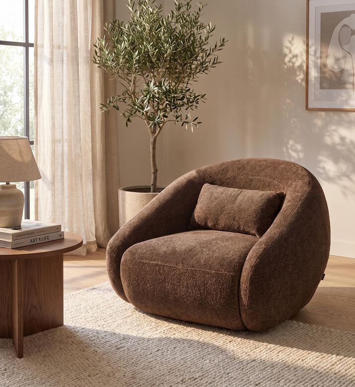 Home Deco and More Lola 1-seater Arm Chair, Brown, Packshot View