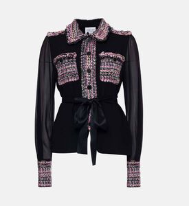 Edward Achour Paris Sheer Woven Tweed Panel-detail Blouse, Packshot View