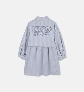 فستان قميص مخطط بأكمام طويلة