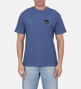 تيشيرت برقبة دائرية بنقشة وافل وشعار مطبوع