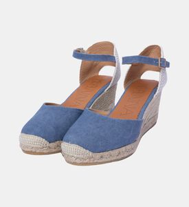 حذاء إسبادريل لورا جلد بكعب ويدج دنيم