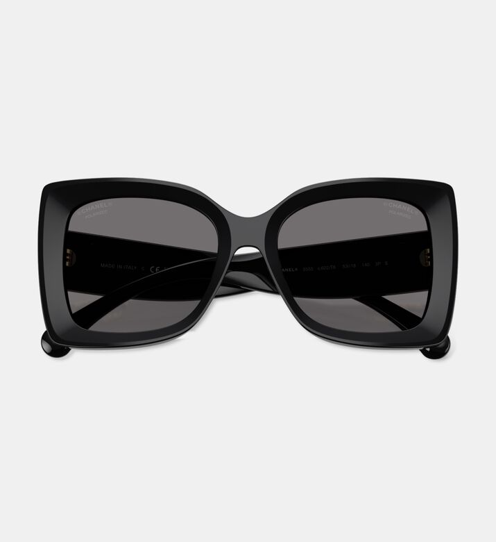 Chanel Acetate Square-shaped Sunglasses, Black, Packshot View