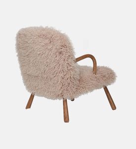 Fur Round Wood Armrests Armchair Fur Round Wood Armrests Armchair