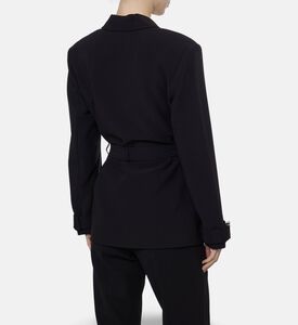 Ganni Silver-tone Hardware Belted Blazer, Model View