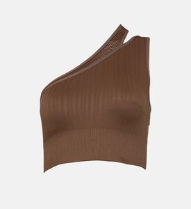 LIVE! Seamless Ribbed Knit Bra, Brown, Xs, Packshot View