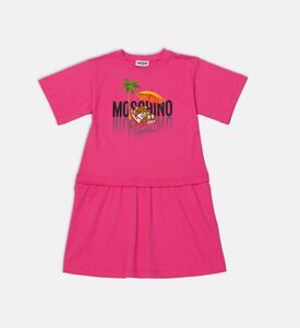 Teddy Bear-print Flared Mini Dress