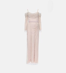 Suzy Matar Chiffon Draped Maxi Gown, Cream, S, Packshot View