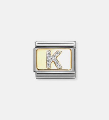 Composable Classic Link Silver Glitter Letter K Charm