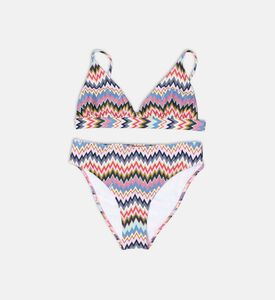 طقم بيكيني قطعتين بطبعة متعرجة