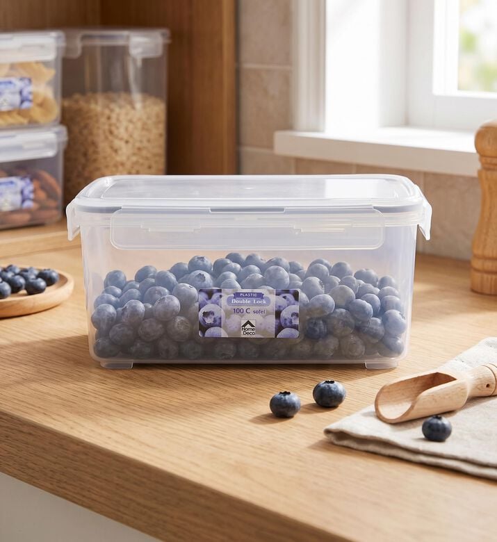 Home Deco and More Plastic Airtight Food Container, Clear, 1.4-l, Model View