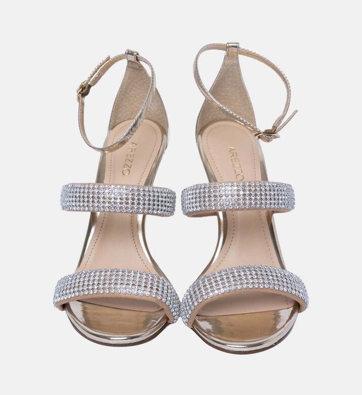 Rhinestone Strap Leather Sandals