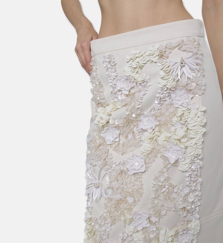 Plan C Floral Sequin Appliqu&eacute; Pencil Skirt, Model View