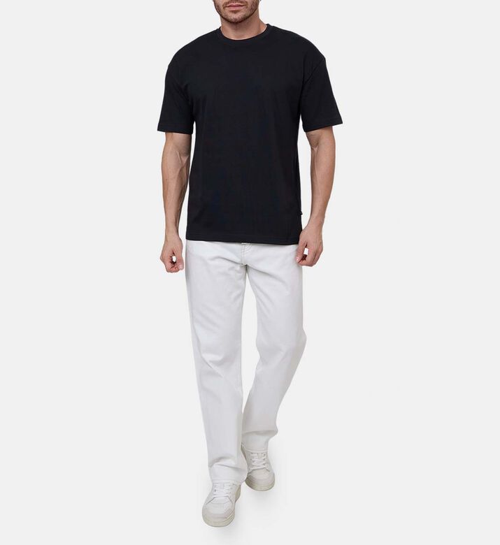 تيشيرت قطن بقصة عادية وأكمام قصيرة