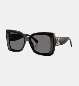Chanel Acetate Square-shaped Sunglasses, Black, Packshot View