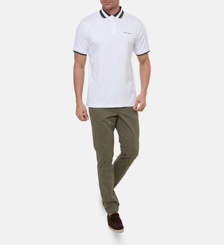 Hackett London Button Placket Short-sleeve Polo Shirt, White, L, Model View