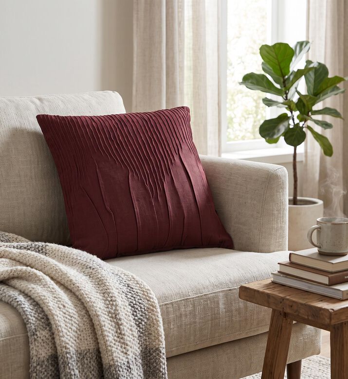 Home Deco and More Seren Pin Tucks Cushion, Packshot View