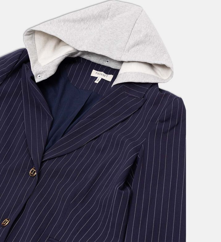 Striped Regular-fit Hooded Blazer