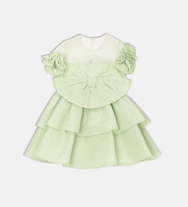Ruffled Sleeves Tiered Gown