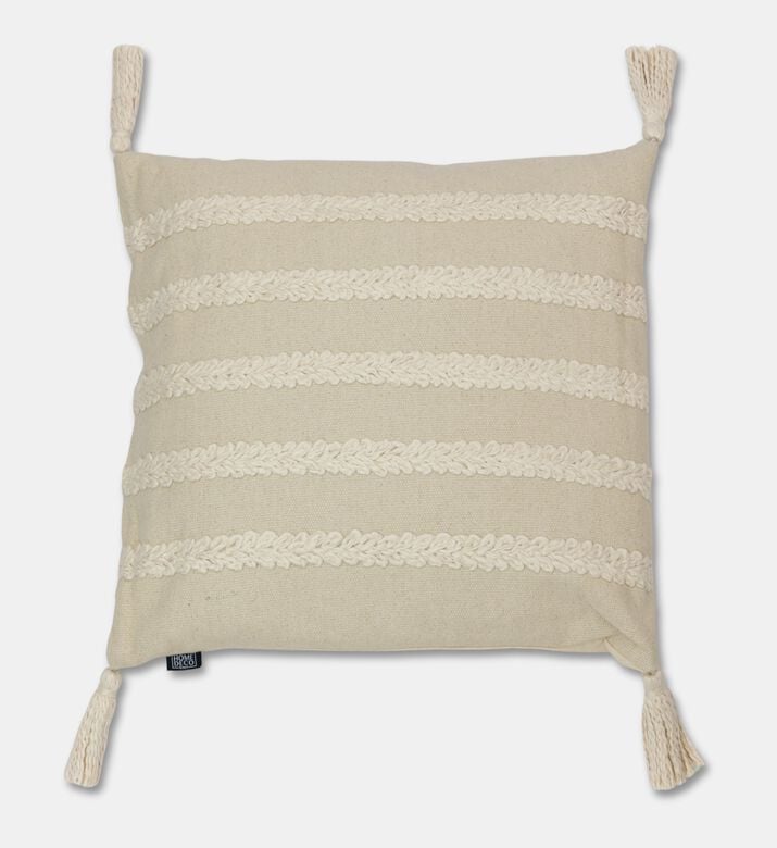 Home Deco and More Emily Cotton Yarn Applique Cushion, Packshot View