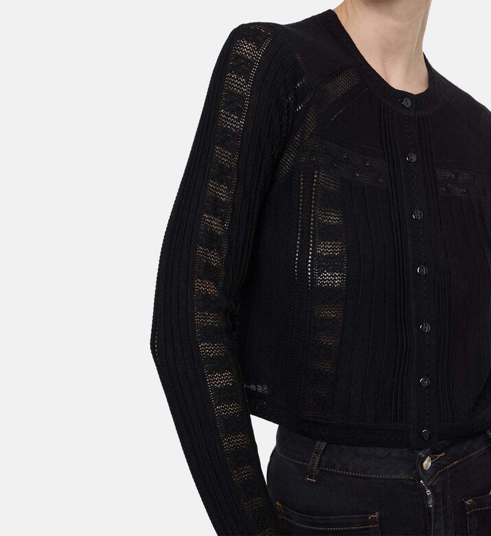 كارديغان طويل الأكمام بنسيج شفاف