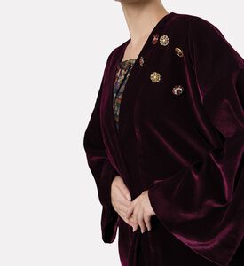 Blue For Burgundy Gold-tone Buttons Oversized Kimono Jacket, Burgundy, Model View