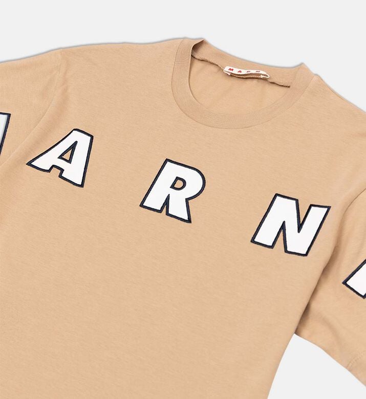 Marni Logo-embroidery Short-sleeve T-shirt, Beige, 8y, Packshot View Marni Logo-embroidery Short-sleeve T-shirt, Beige, 8y, Packshot View