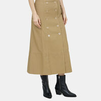 Yoked Buttoned Midi Skirt