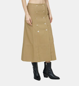 Yoked Buttoned Midi Skirt