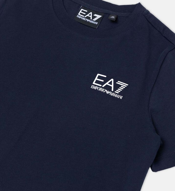 تيشيرت قطن بياقة دائرية بطبعة شعار