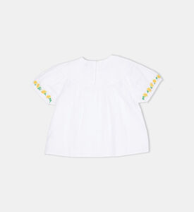 Flower Embroidery Puff Sleeve Top