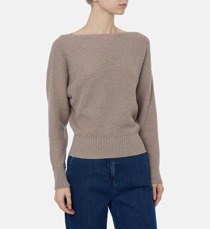 Luisa Spagnoli Caiman Knit Crewneck Long-sleeve Sweater, Model View