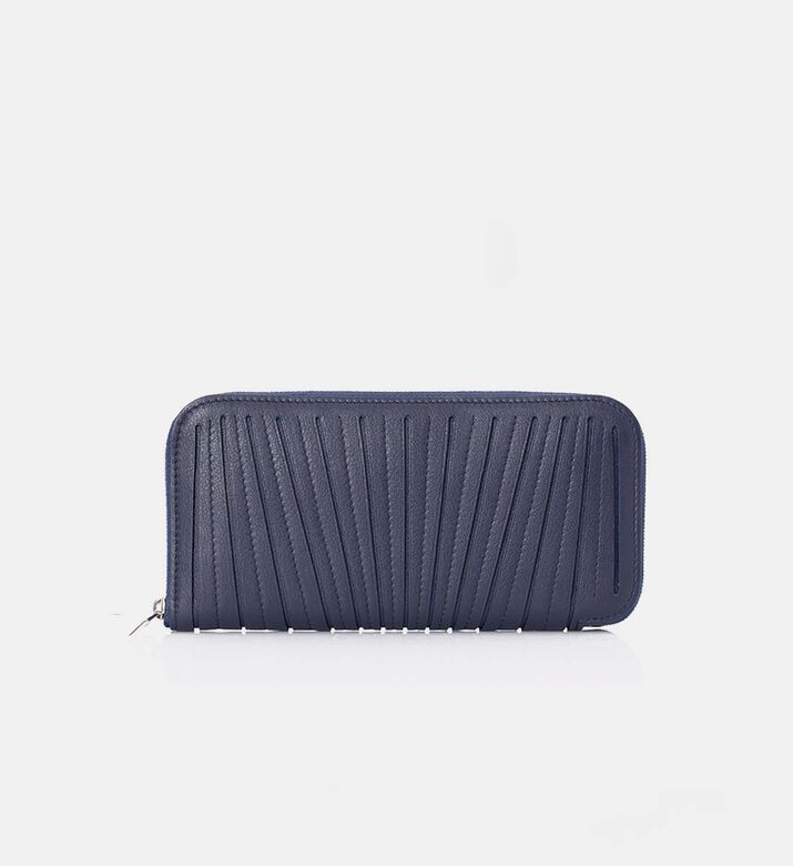Camille Fournet Pleated Calf Leather Wallet, Indigo, Packshot View