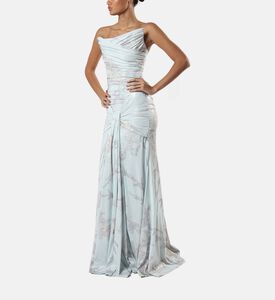 Rushed Draped Floral-print Gown Rushed Draped Floral-print Gown