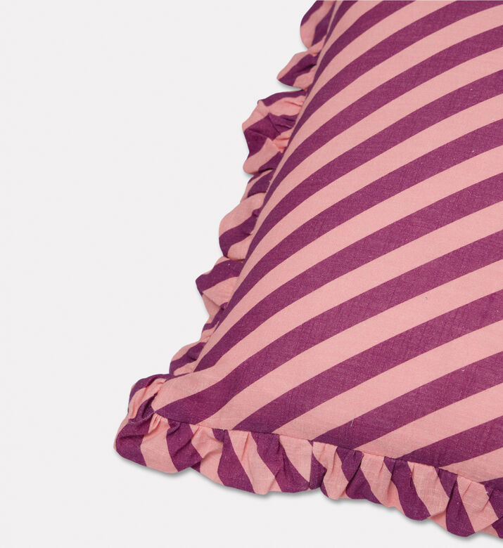 Home Deco and More Linea Ruffled Edges Cushion, Purple, 40x60-cm, Packshot View
